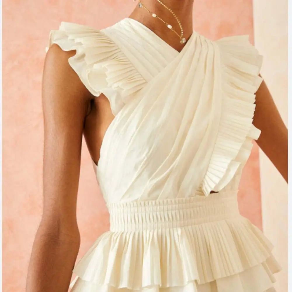 Ulla Johnson Aurore Dress White Ruffle Midi Dress - Dress