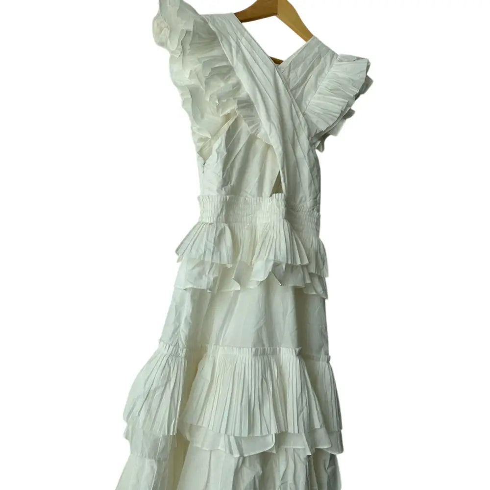 Ulla Johnson Aurore Dress White Ruffle Midi Dress - Dress