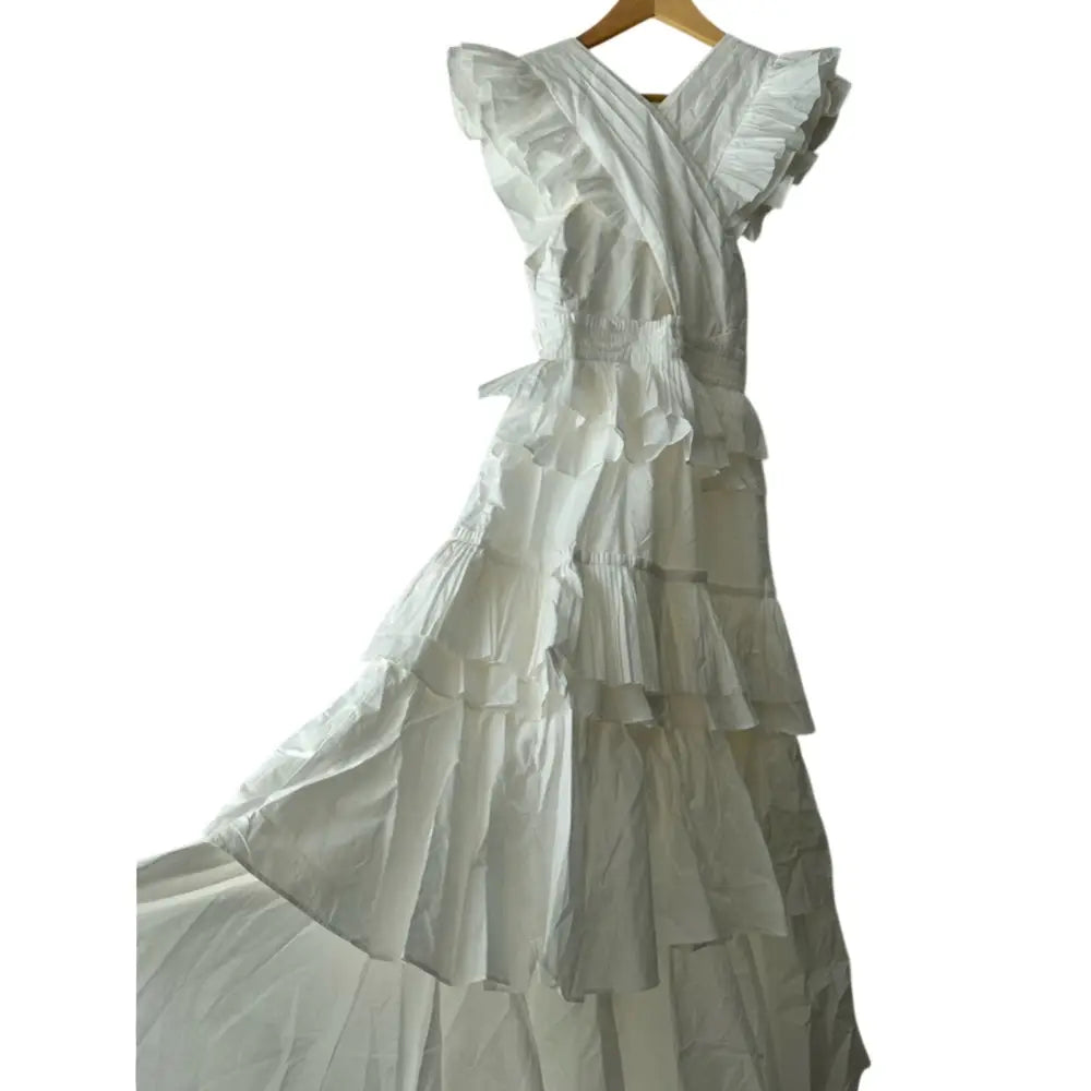 Ulla Johnson Aurore Dress White Ruffle Midi Dress - Dress