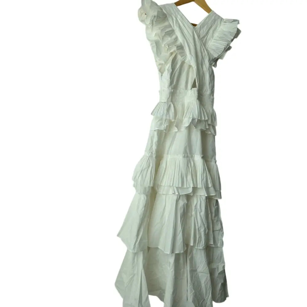 Ulla Johnson Aurore Dress White Ruffle Midi Dress - Dress