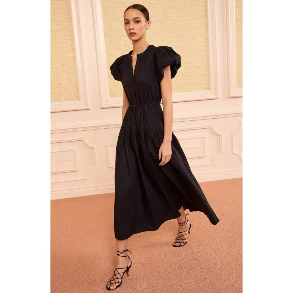 Ulla Johnson Marin Cotton Midi Dress Black Noir - Dress