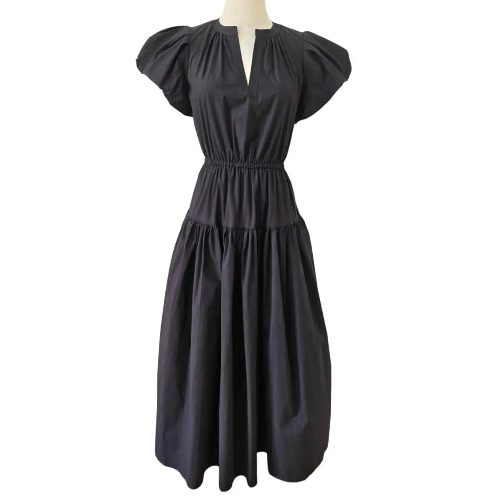 Ulla Johnson Marin Cotton Midi Dress Black Noir - Dress
