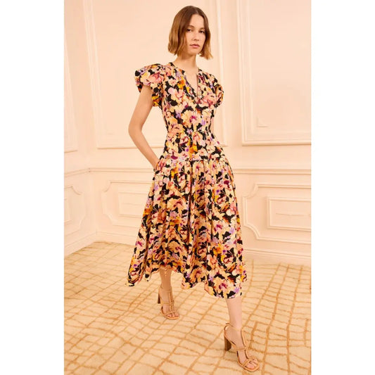 Ulla Johnson Marin Cotton Midi Dress Night Bloom - Dress