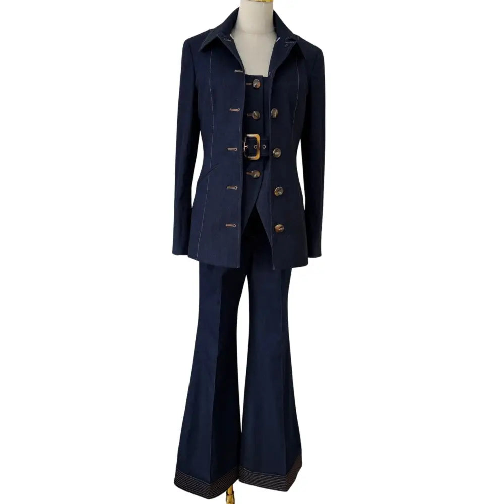 Veronica Beard Becker Stretch-Denim Belted Vest