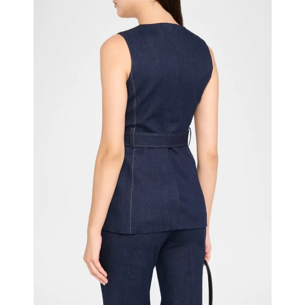 Veronica Beard Becker Stretch-Denim Belted Vest