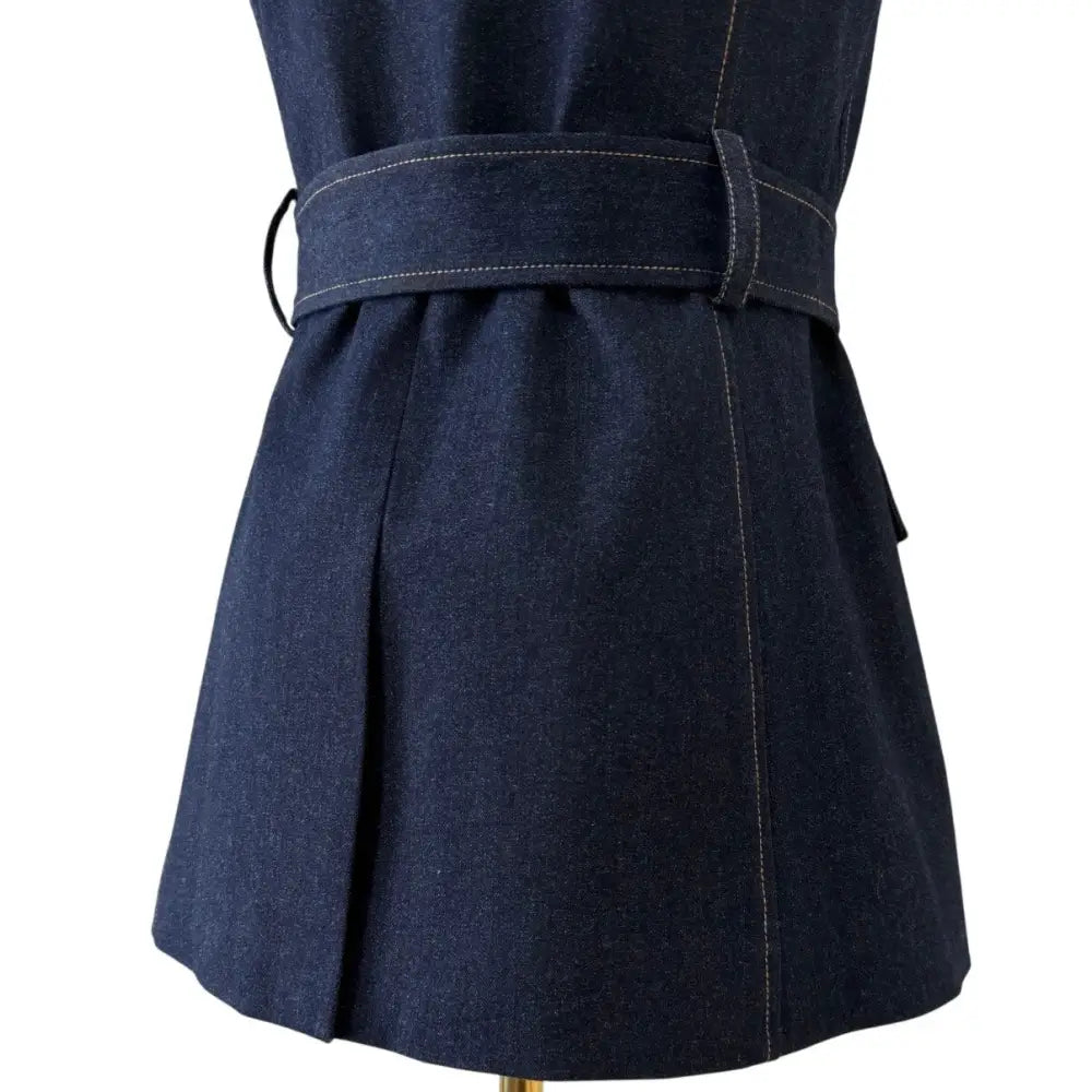 Veronica Beard Becker Stretch-Denim Belted Vest