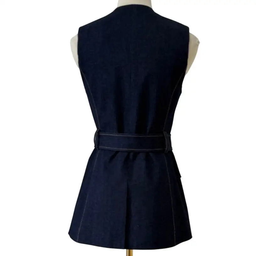 Veronica Beard Becker Stretch-Denim Belted Vest