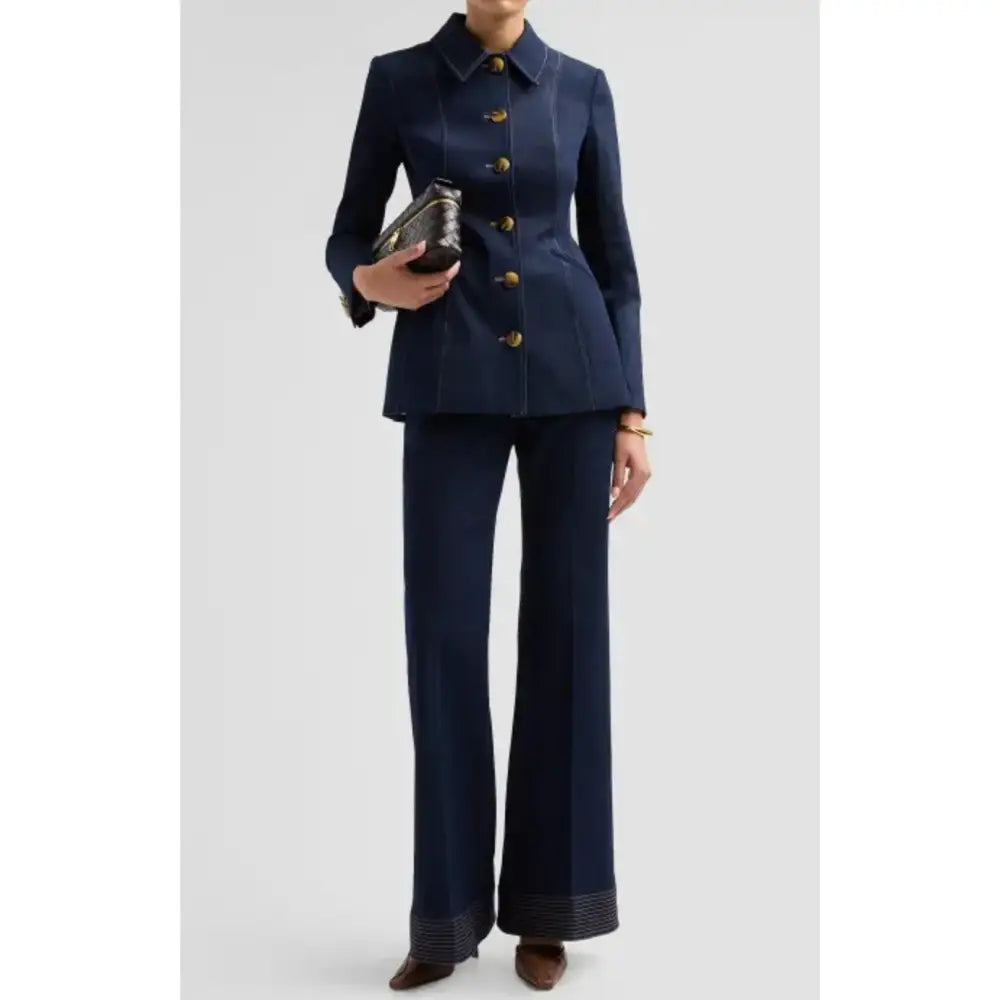 Veronica Beard Calloway Stretch-Denim Tailored Jacket - Jacket