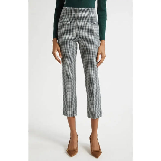 Veronica Beard Kean Houndstooth Check Crop Pants - Dress