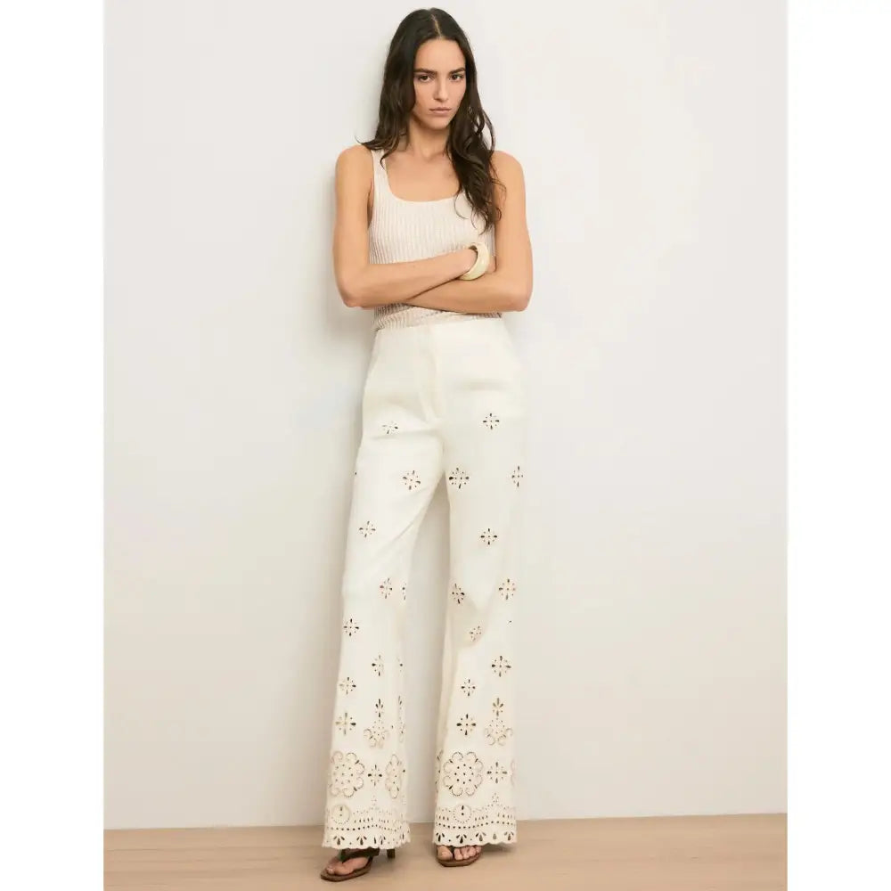 Veronica Beard Komi Eyelet Pant - 2 - Bottoms
