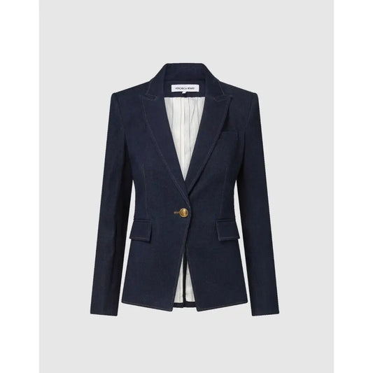 Veronica Beard Miller Denim Single-Breasted Dickey Jacket - Jacket