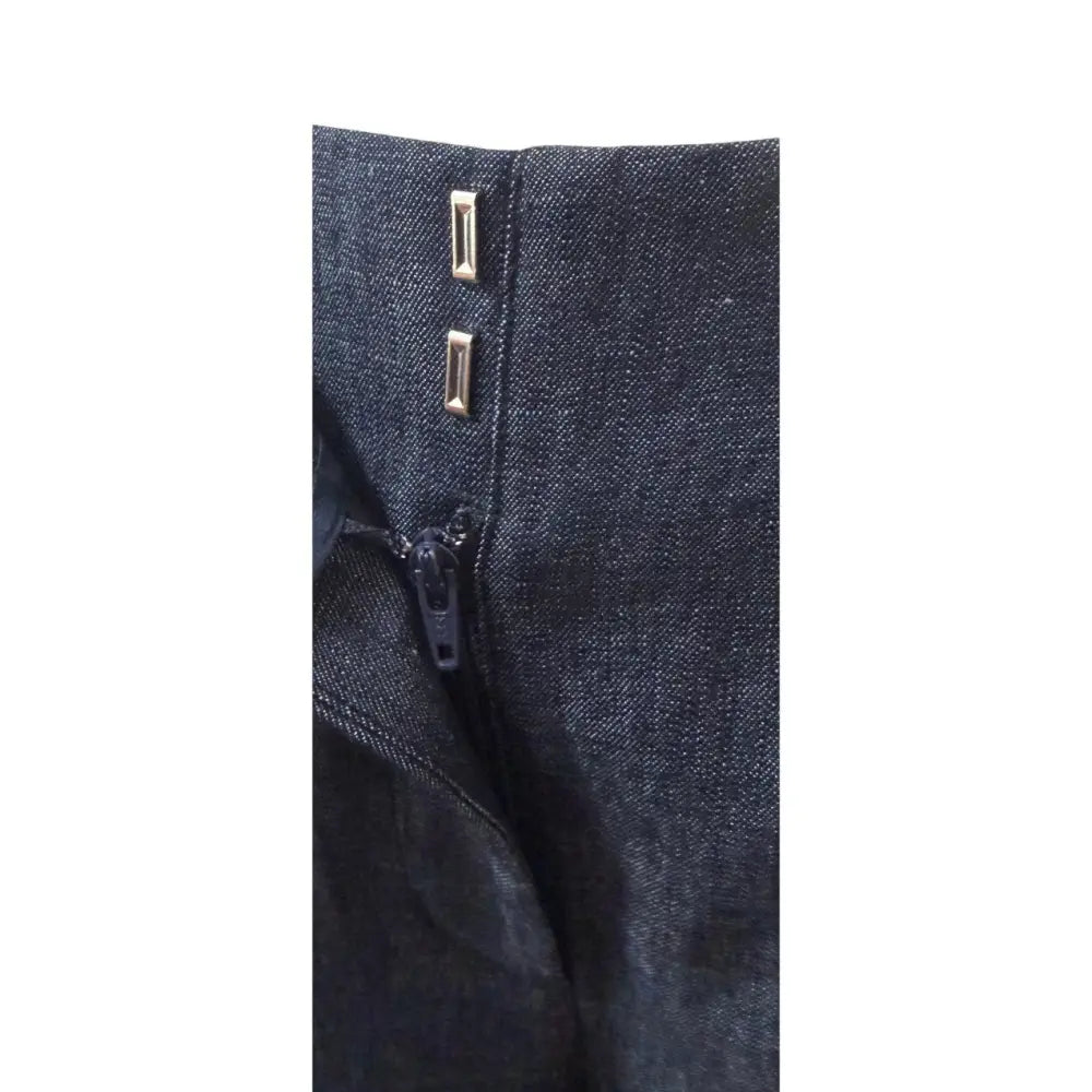 Veronica Beard Osborne Wide-Leg Eyelet Pant Navy Chambray Scalloped-Hem Pant - Bottoms