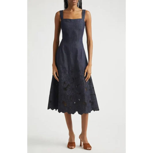 Veronica Beard Rosaura Dress in Indigo Rinse - Dress