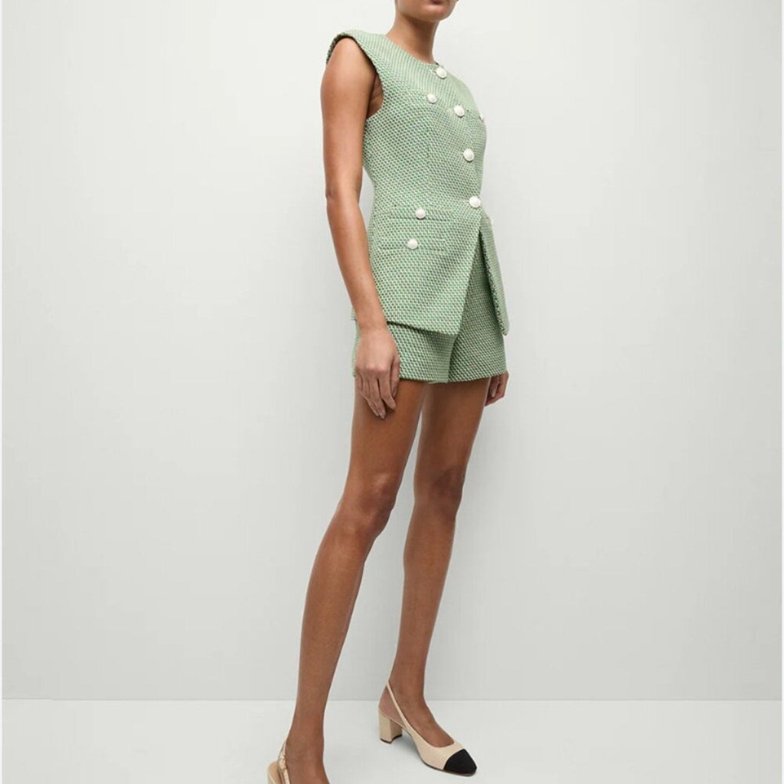 Veronica Beard Tamara Vest Lemongrass Dove Green - Veronica Beard Bernardi Collective