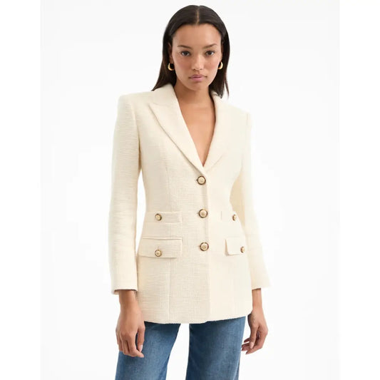 Veronica Beard Terre Cotton Dickey Jacket Off White Single Breasted Jacket Jacket