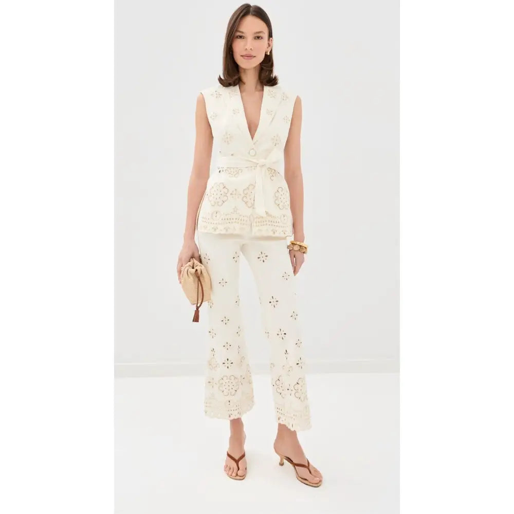 Veronica Beard Townes Eyelet Vest Dove - Jacket