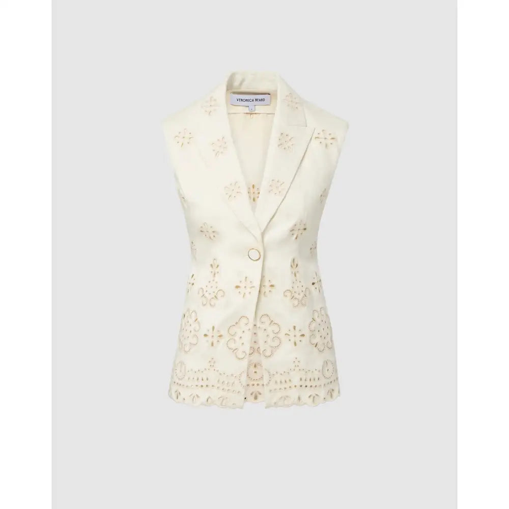Veronica Beard Townes Eyelet Vest Dove - Jacket