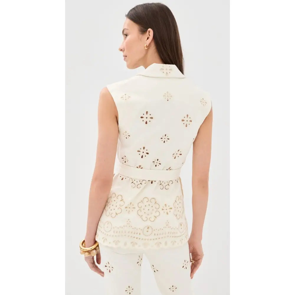 Veronica Beard Townes Eyelet Vest Dove - Jacket