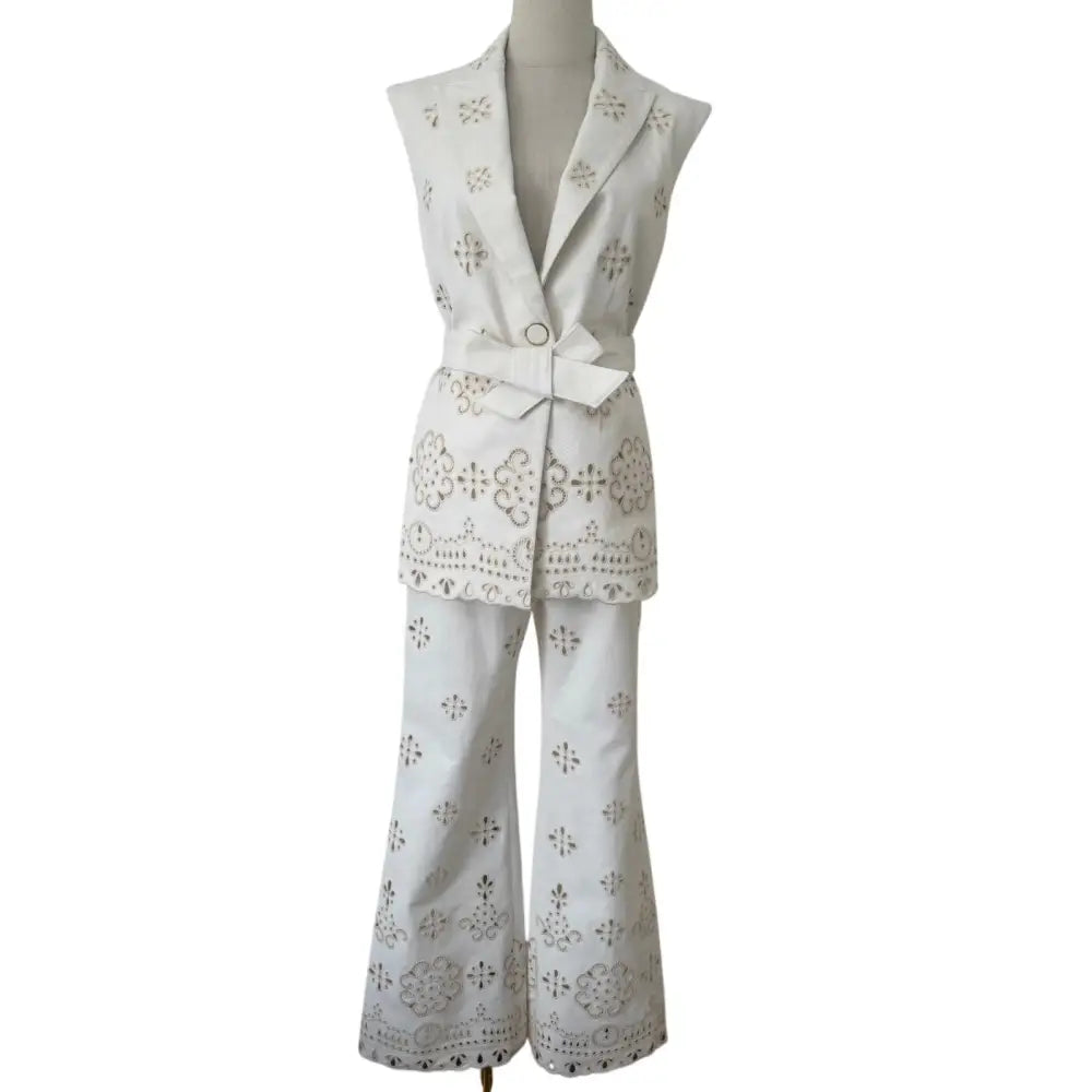 Veronica Beard Townes Eyelet Vest Dove - Jacket