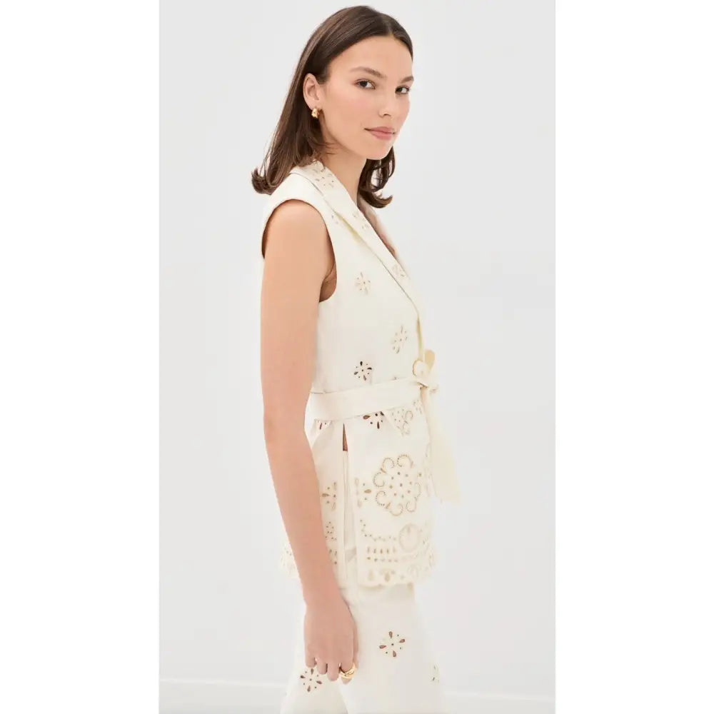 Veronica Beard Townes Eyelet Vest Dove - Jacket