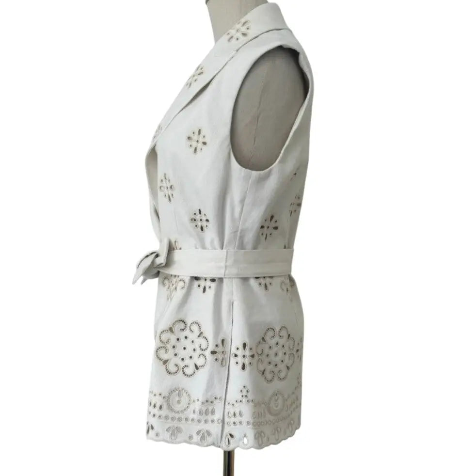 Veronica Beard Townes Eyelet Vest Dove - Jacket