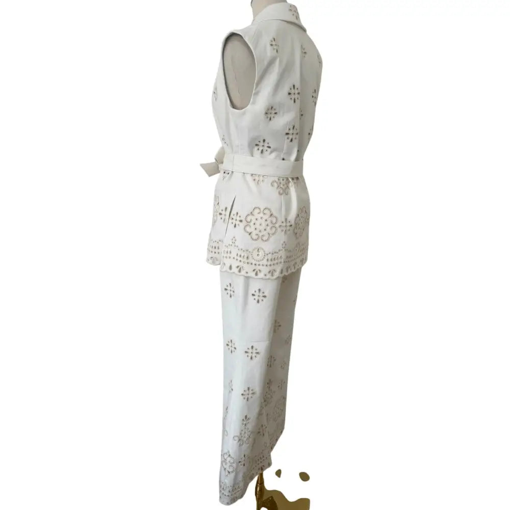 Veronica Beard Townes Eyelet Vest Dove - Jacket