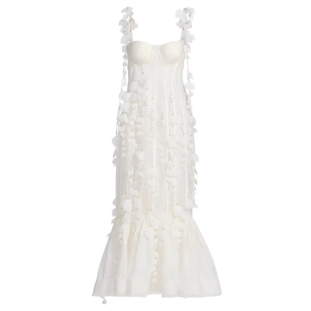 Zimmermann Botanica Petal Corset Linen Silk Dress Gown