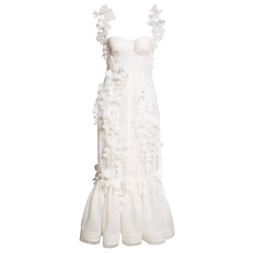 Zimmermann Botanica Petal Corset Linen Silk Dress Gown