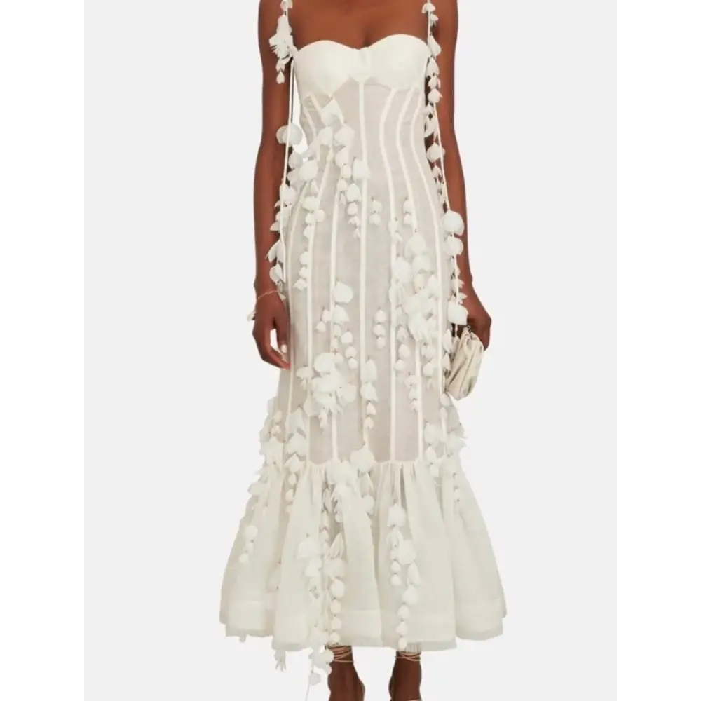 Zimmermann Botanica Petal Corset Linen Silk Dress Gown