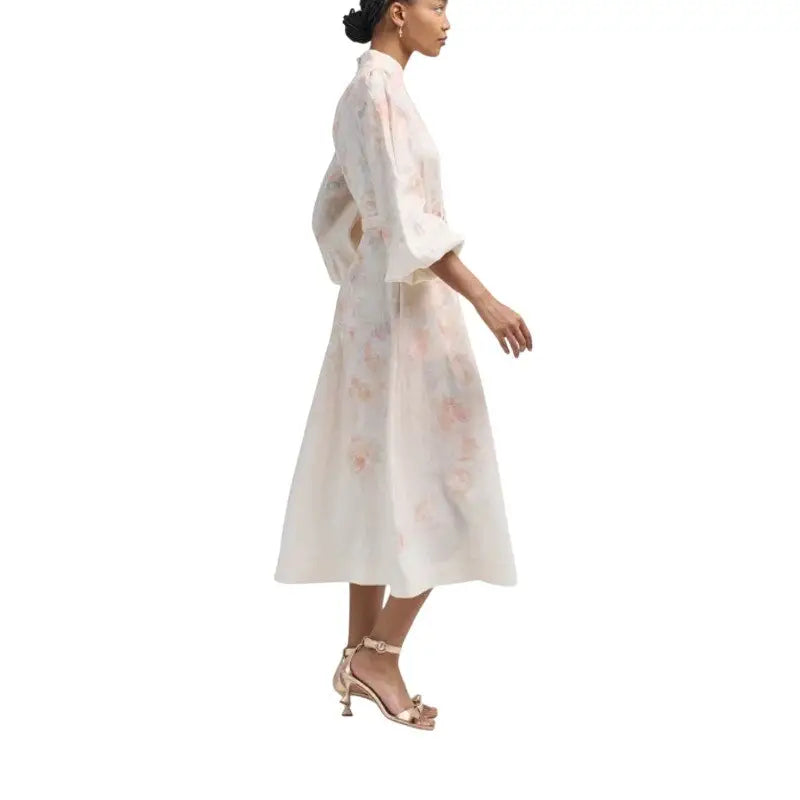 Zimmermann Crush Buttoned Midi Dress | Linen Summer Dress