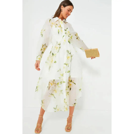 Zimmermann Ivory Magnolia Harmony Draped Shirt Dress - Dress