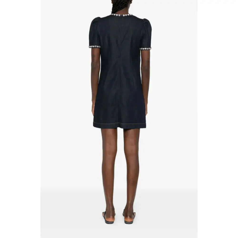 Zimmermann Jewel-Embellished Short Sleeve Denim Mini Dress - Dress