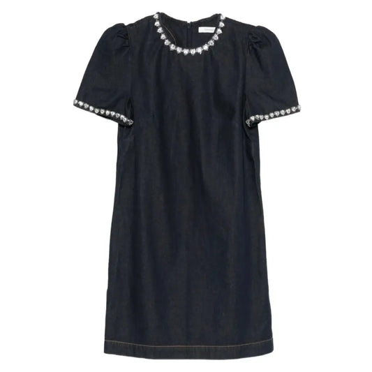 Zimmermann Jewel-Embellished Short Sleeve Denim Mini Dress - Zimmermann = US4 - Dress