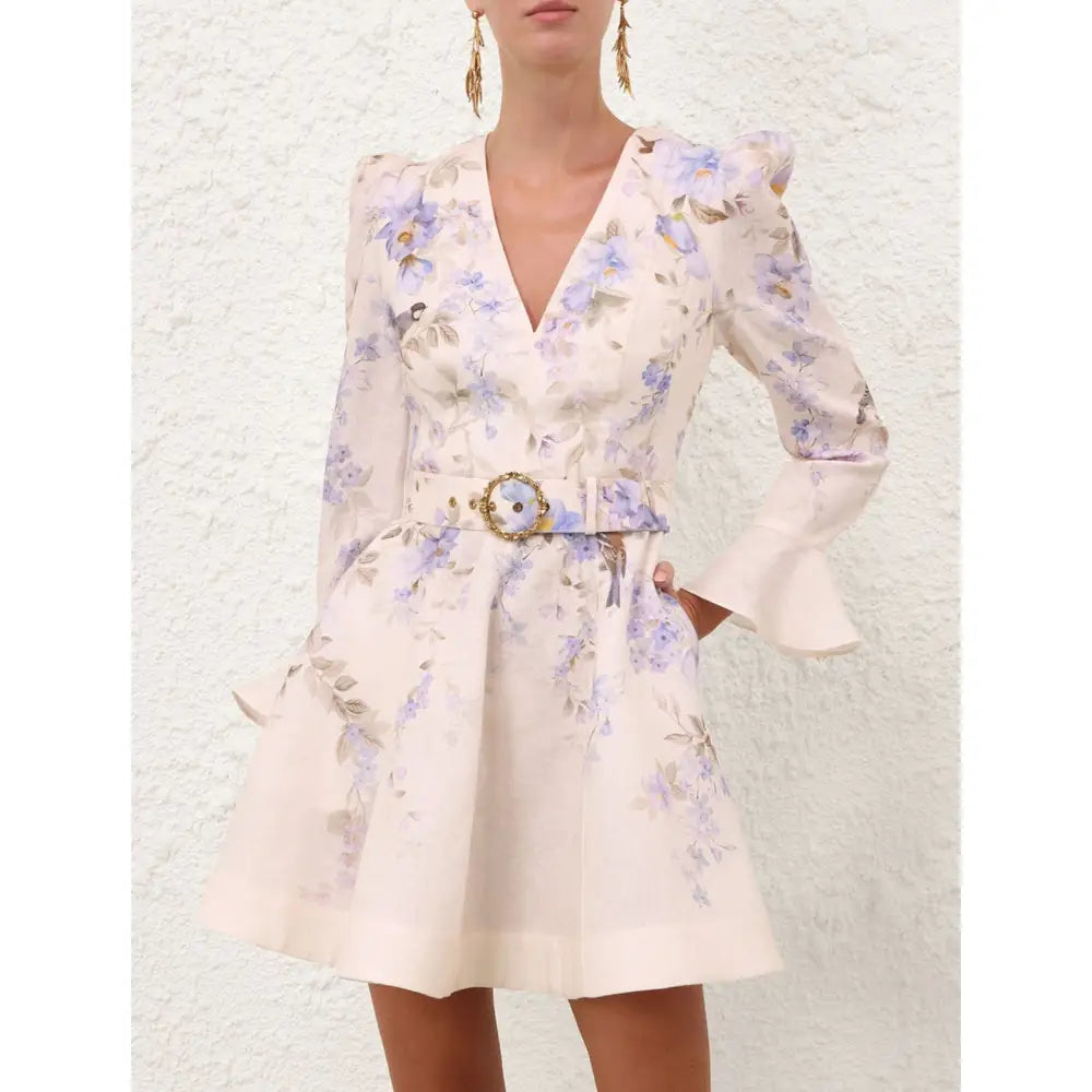 Zimmermann Luna Plunge Mini Dress - Dress