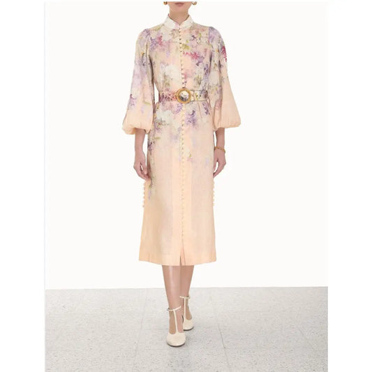 Zimmermann Lyrical Buttoned Midi Dress | Linen Day Dress