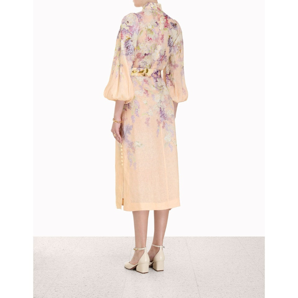 Zimmermann Lyrical Buttoned Midi Dress | Linen Day Dress