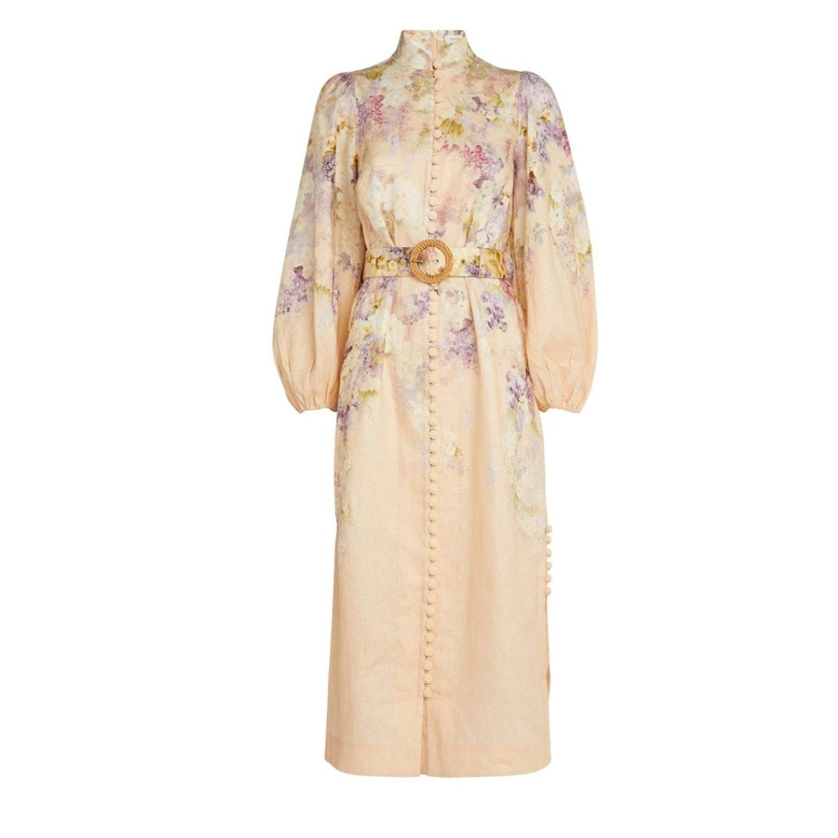 Zimmermann Lyrical Buttoned Midi Dress | Linen Day Dress
