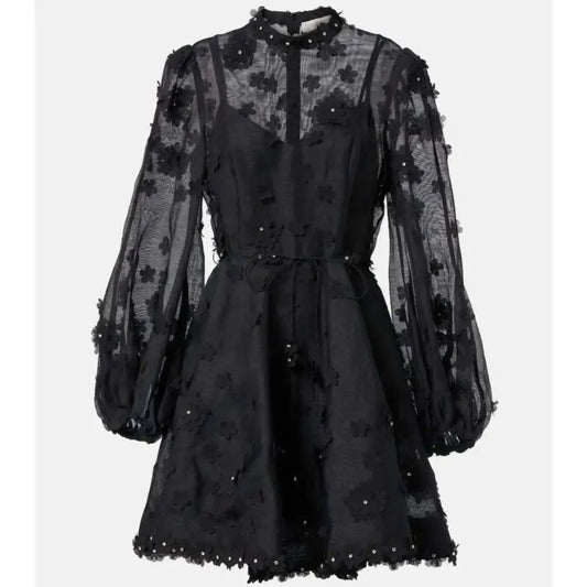 Zimmermann Matchmaker Black Lift Off linen and silk minidress - Dress