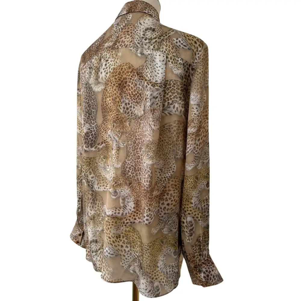 Zimmermann Rebellion Relaxed Shirt in Latte Leopard - Tops