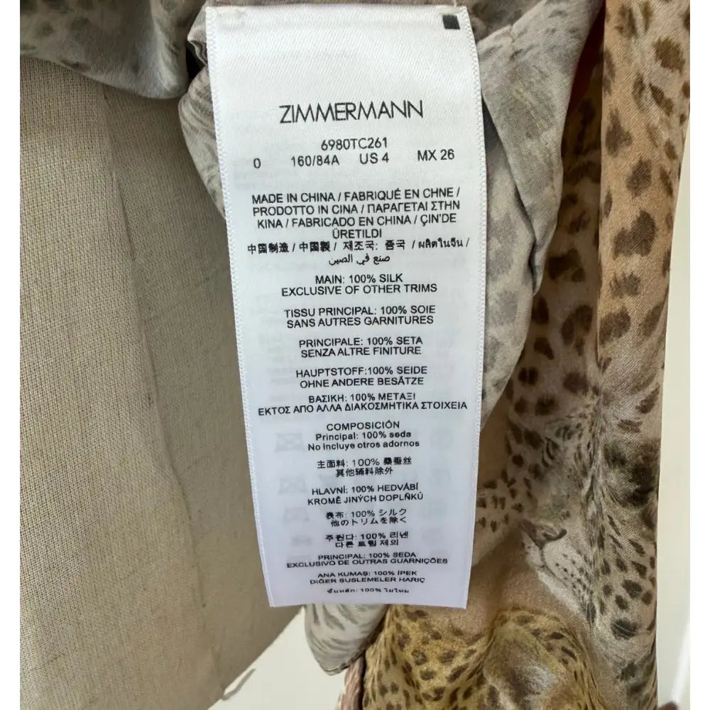 Zimmermann Rebellion Relaxed Shirt in Latte Leopard - Tops