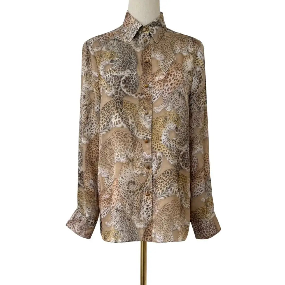 Zimmermann Rebellion Relaxed Shirt in Latte Leopard - Tops