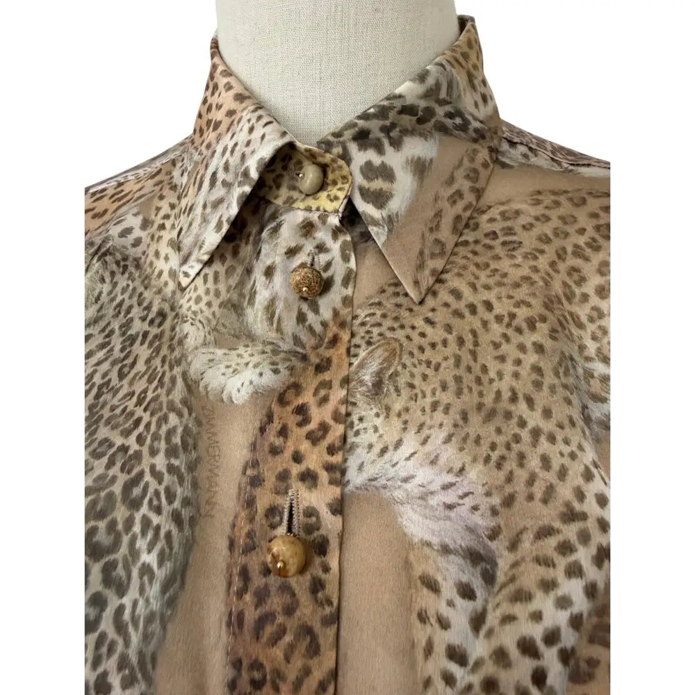 Zimmermann Rebellion Relaxed Shirt in Latte Leopard - Tops