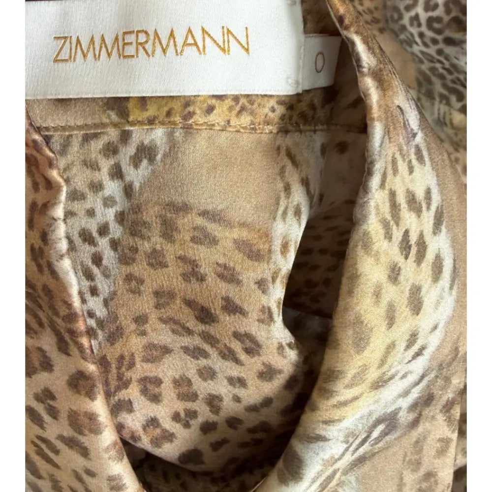Zimmermann Rebellion Relaxed Shirt in Latte Leopard - Tops