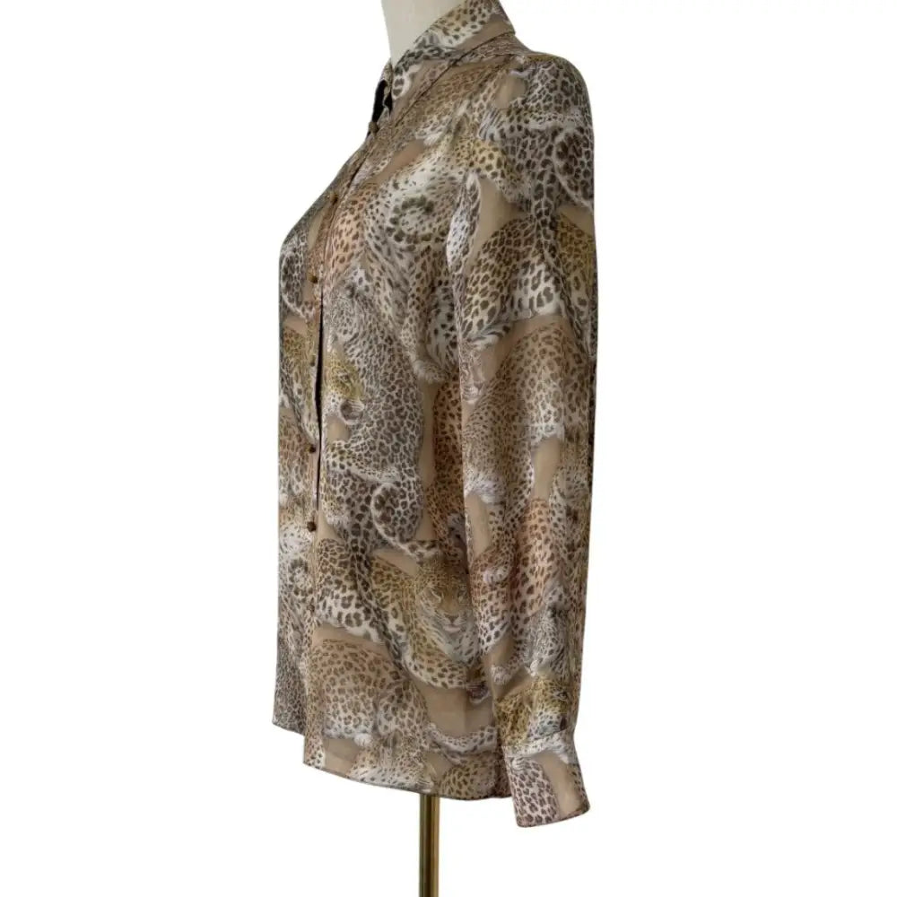 Zimmermann Rebellion Relaxed Shirt in Latte Leopard - Tops