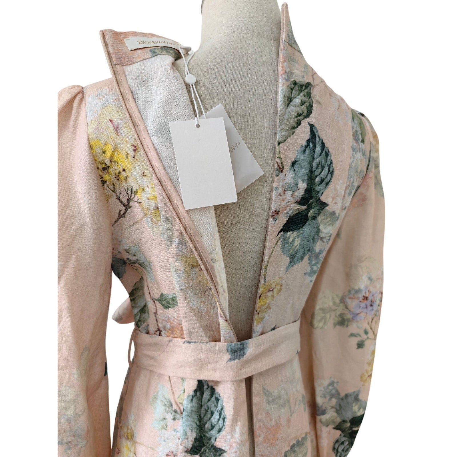 Zimmermann The Illuminate Peplum Mini Dress in Peach Hydrangea - Dress