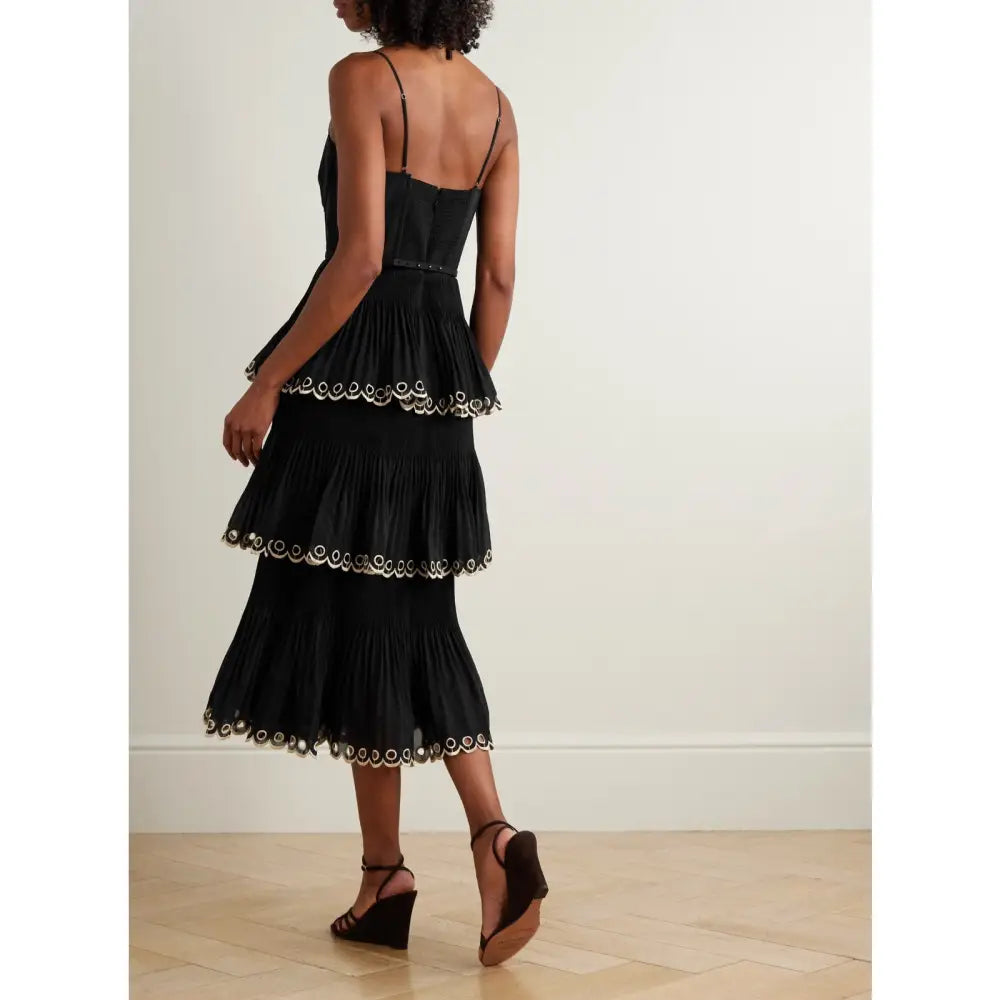 ZIMMERMANN Tiered embroidered georgette midi dress - Dress