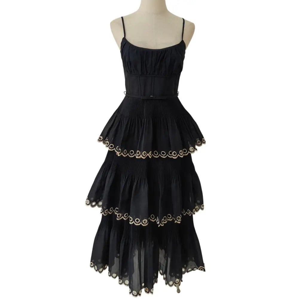 ZIMMERMANN Tiered embroidered georgette midi dress - Dress