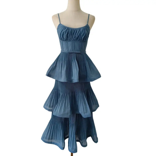 ZIMMERMANN Tiered pleated voile midi dress - Zimmermann 3 = US 10 - Dress